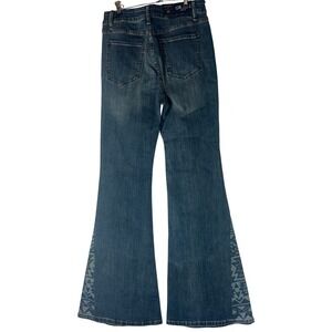 Grace Jeans High Waist Flare Bell Bottom Jeans Blue Size 28 Tribal Print‎